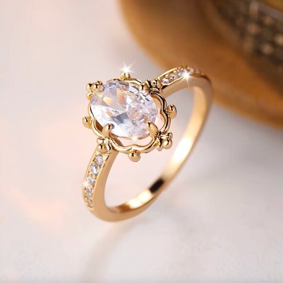 NEW 18k Gold Diamond Ring Oval Cut Ring - Picture 4 of 4